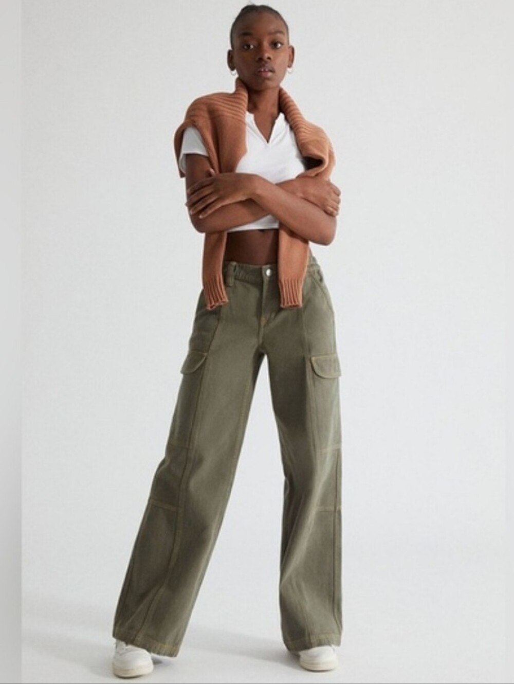 Pacsun Olive Low Rise Puddle Cargo Pants Size S